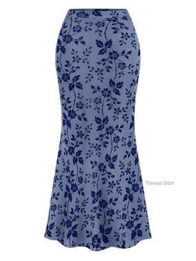 Women's Floral Mesh Maxi Skirt Mermaid High Waist Lined Stretchy